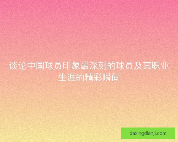谈论中国球员印象最深刻的球员及其职业生涯的精彩瞬间