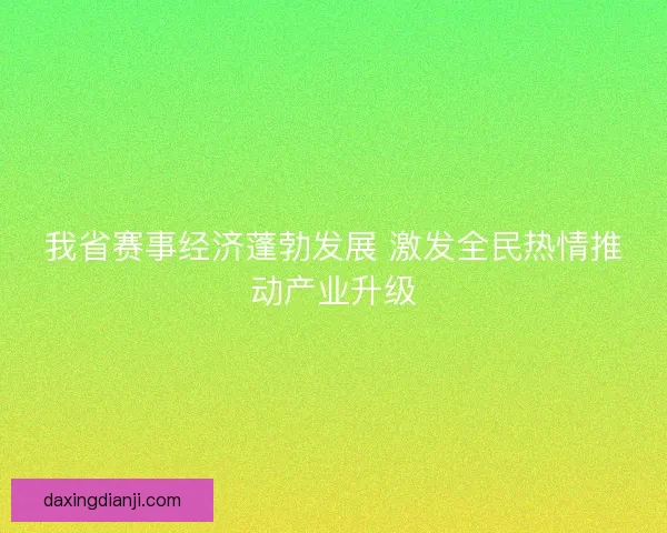 我省赛事经济蓬勃发展 激发全民热情推动产业升级
